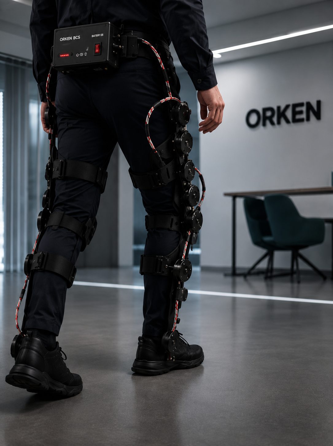 Пациент с экзоскелетом Orken в клинике